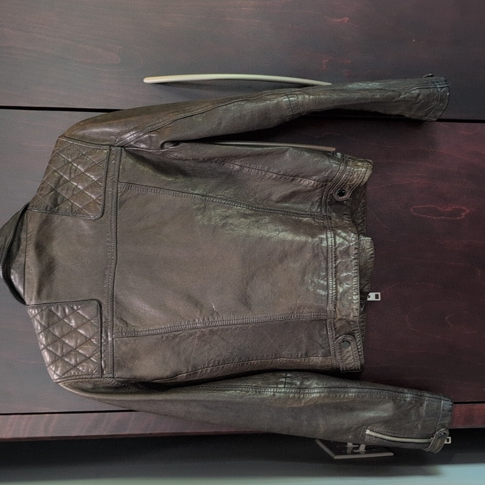 All Saints Women's Brown Leather Jacket 6 - Picture 5 of 9